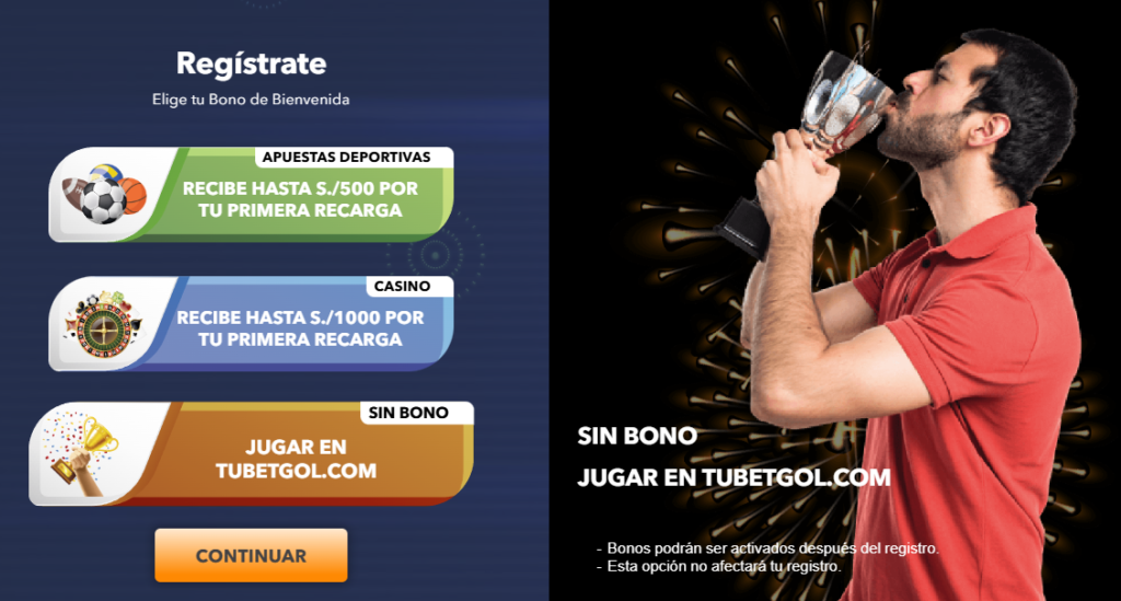 Registro en BetGol Perú